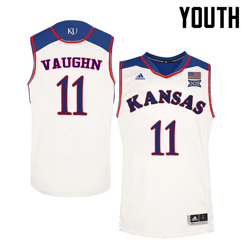 Youth Kansas Jayhawks #11 Jacque Vaughn College Basketball Jerseys-White